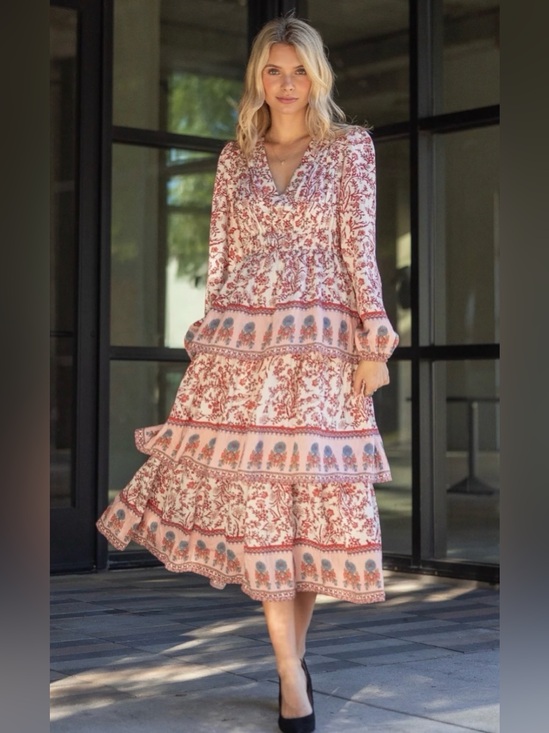 Strut & Bolt Dresses & Skirts - Strut & Bolt Border Print Midi Dress